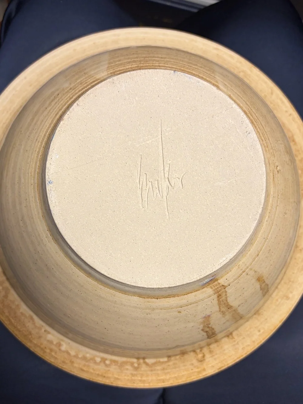 Handmade Ceramic Serving Bowl in Cream and Brown